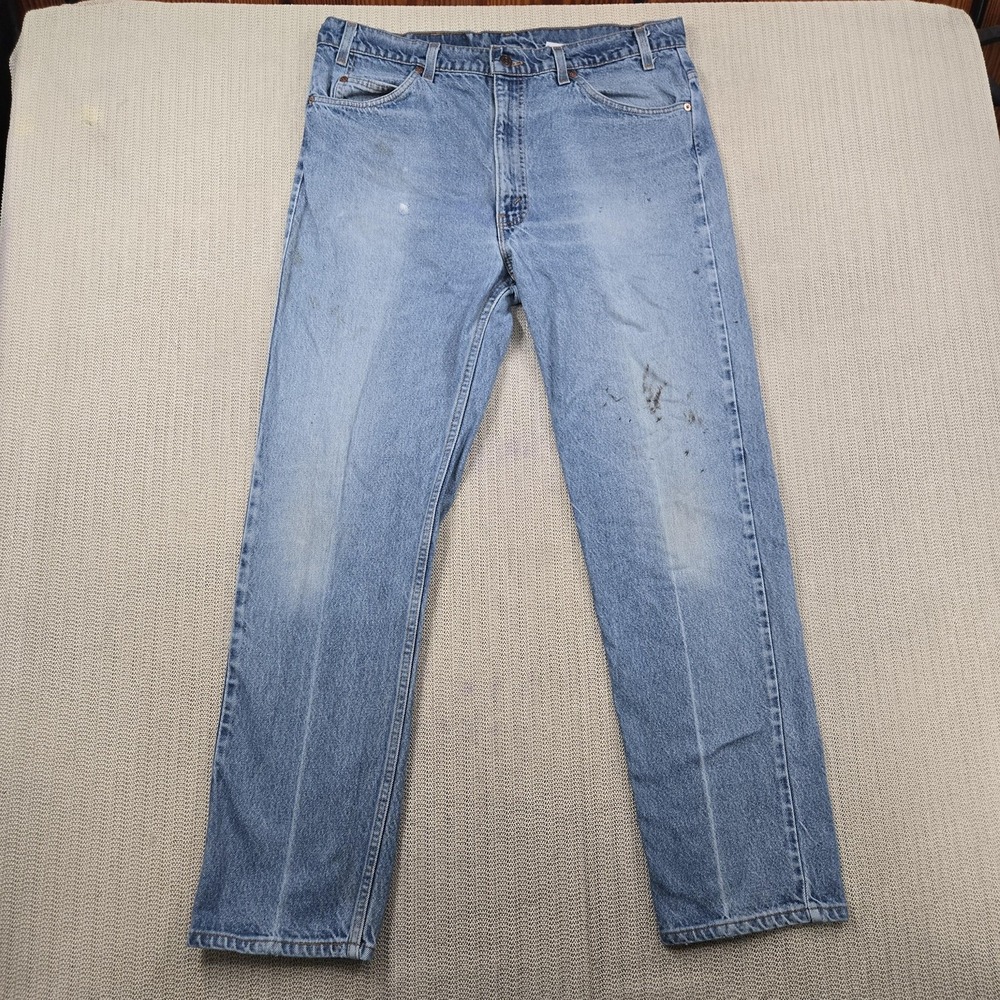 Vintage Levis 505 Jeans Men 38x32 Light Wash Straight Regular Fit Distressed 90s
